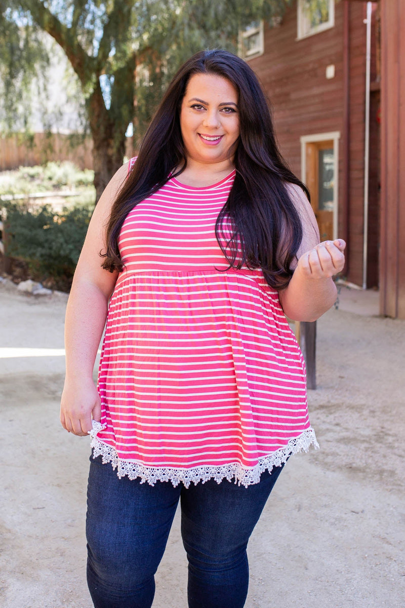 Dainty Laced Coral Sleeveless Babydoll