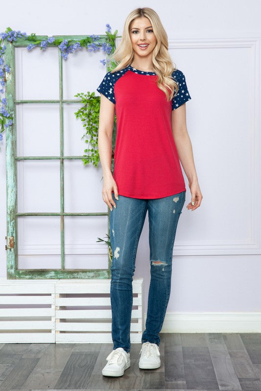 Solid Stars Short Sleeve Spring Top