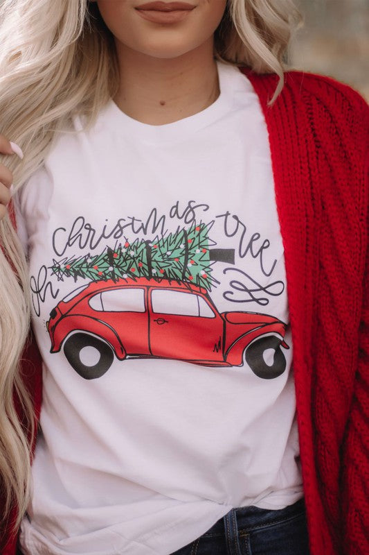 Oh Christmas Tree VW Bus Print Graphic Tee