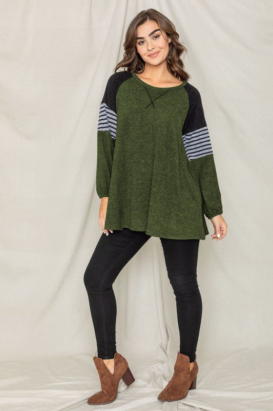 Color Block Sleeve A Line Tunic