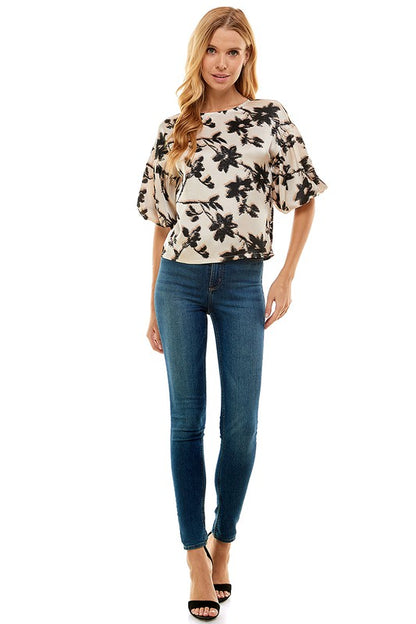 Floral Print Round Neckline Top