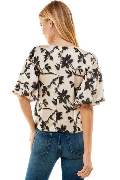 Floral Print Round Neckline Top