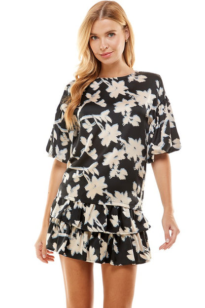 Floral Print Round Neckline Top