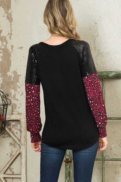 Trans Sequin Contrast Sweater Knit