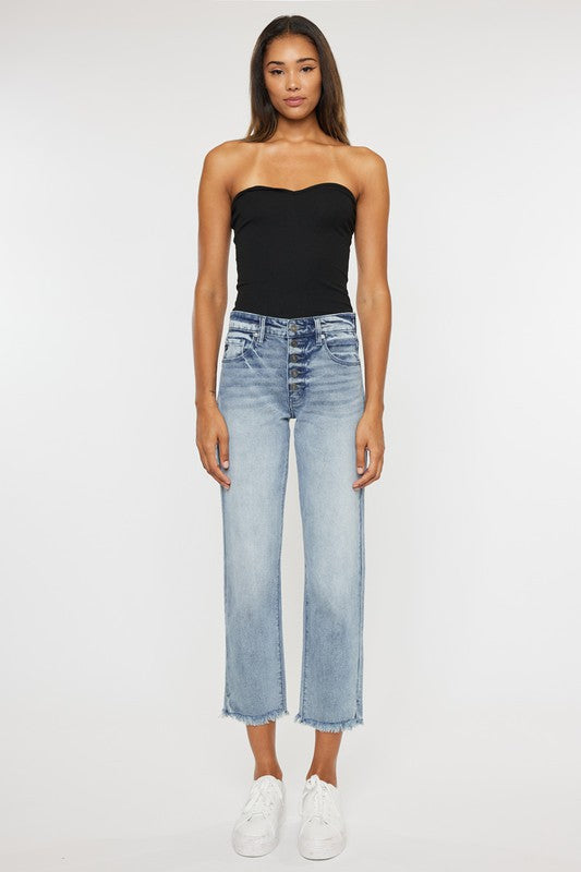 High Rise Straight Fit Jeans-KC20011L