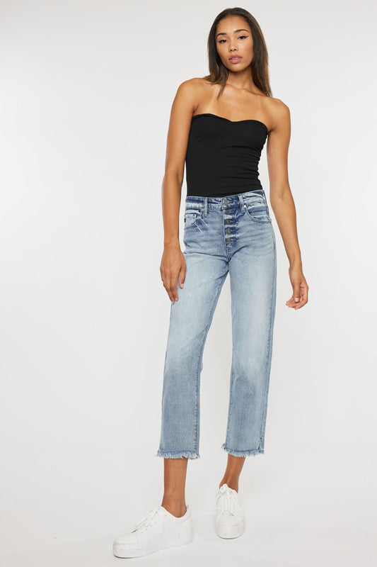 High Rise Straight Fit Jeans-KC20011L