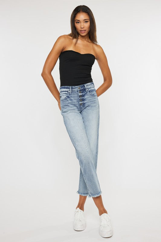 High Rise Straight Fit Jeans-KC20011L