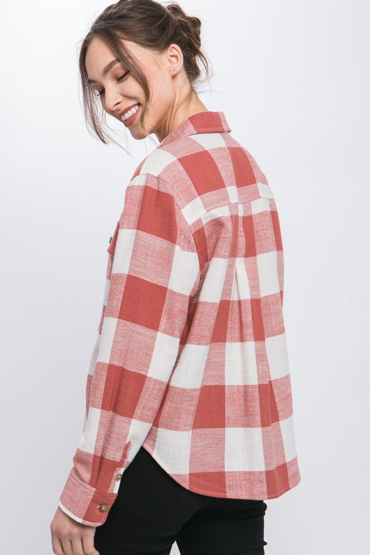 Lightweight Plaid Button Down Top