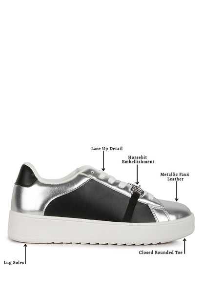 Nemo Contrasting Metallic Faux Leather Sneakers