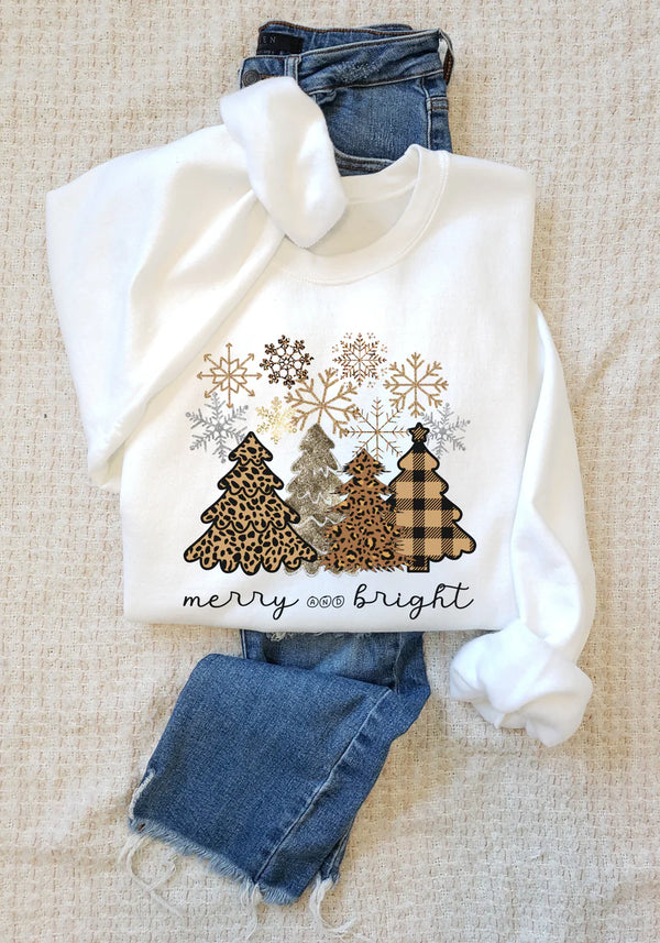 Merry & Bright Leopard Christmas Long Sleeve Tee