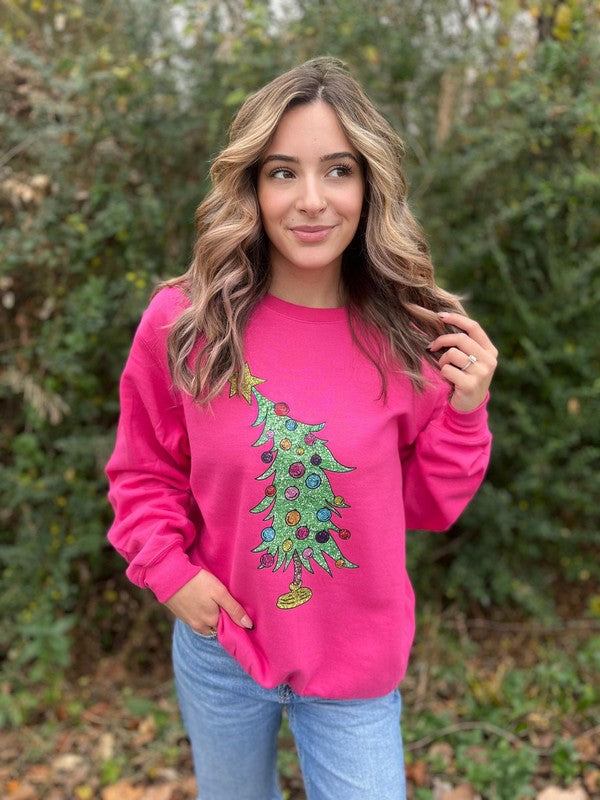 Glitter Tilted Tree Sweatshirt