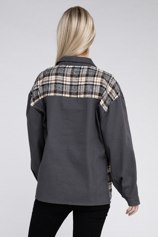 Plaid Patchwork Pockets Jacket