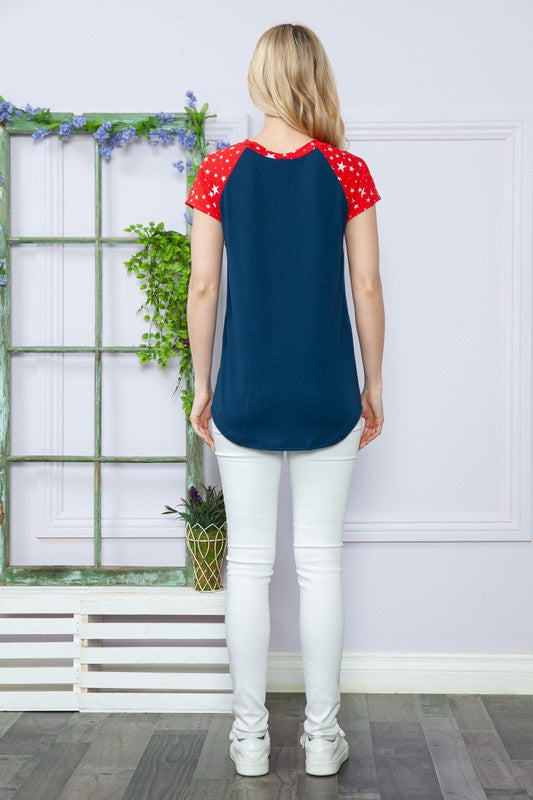 Solid Stars Short Sleeve Spring Top