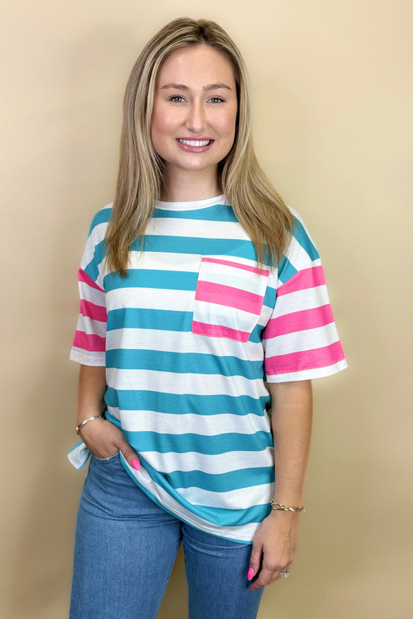 Madison Striped Top in Blue