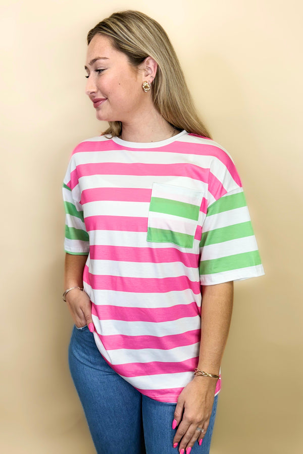 Madison Striped Top in Pink