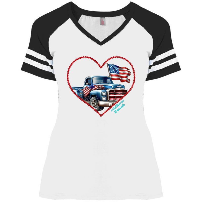 #Like a Truck DM476 Ladies' Game V-Neck T-Shirt