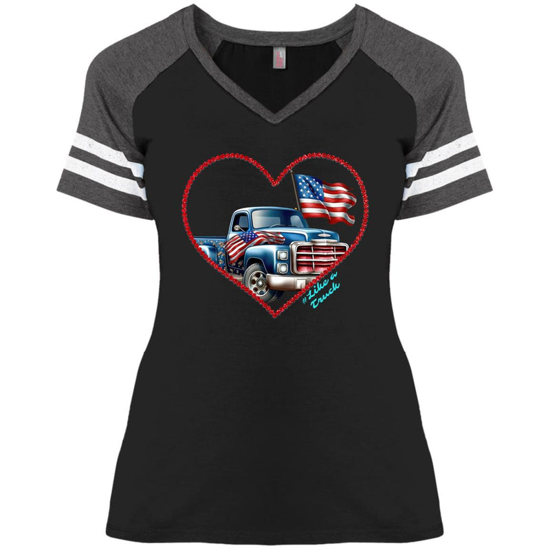 #Like a Truck DM476 Ladies' Game V-Neck T-Shirt