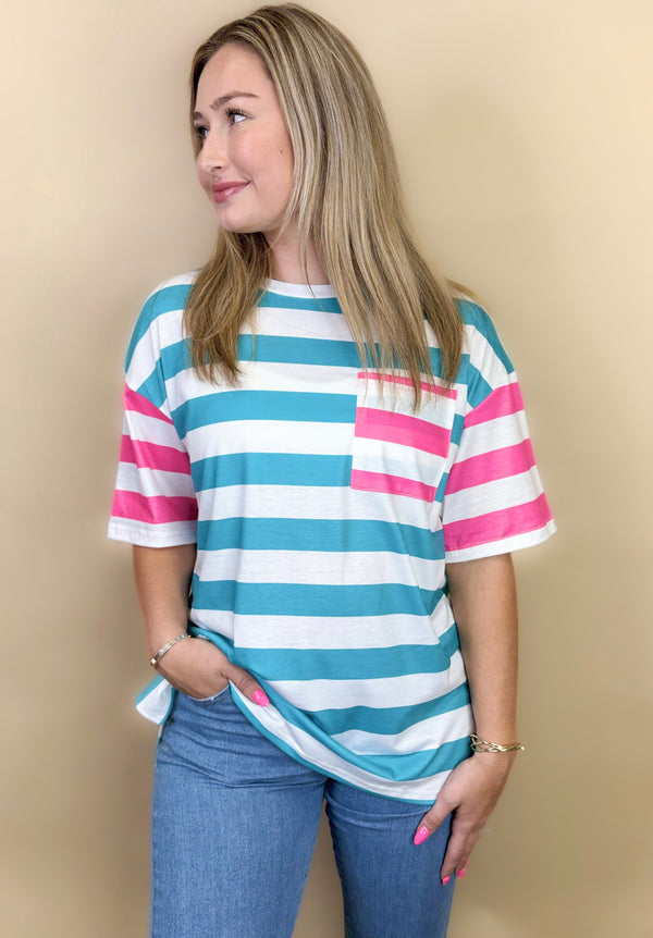 Madison Striped Top in Blue