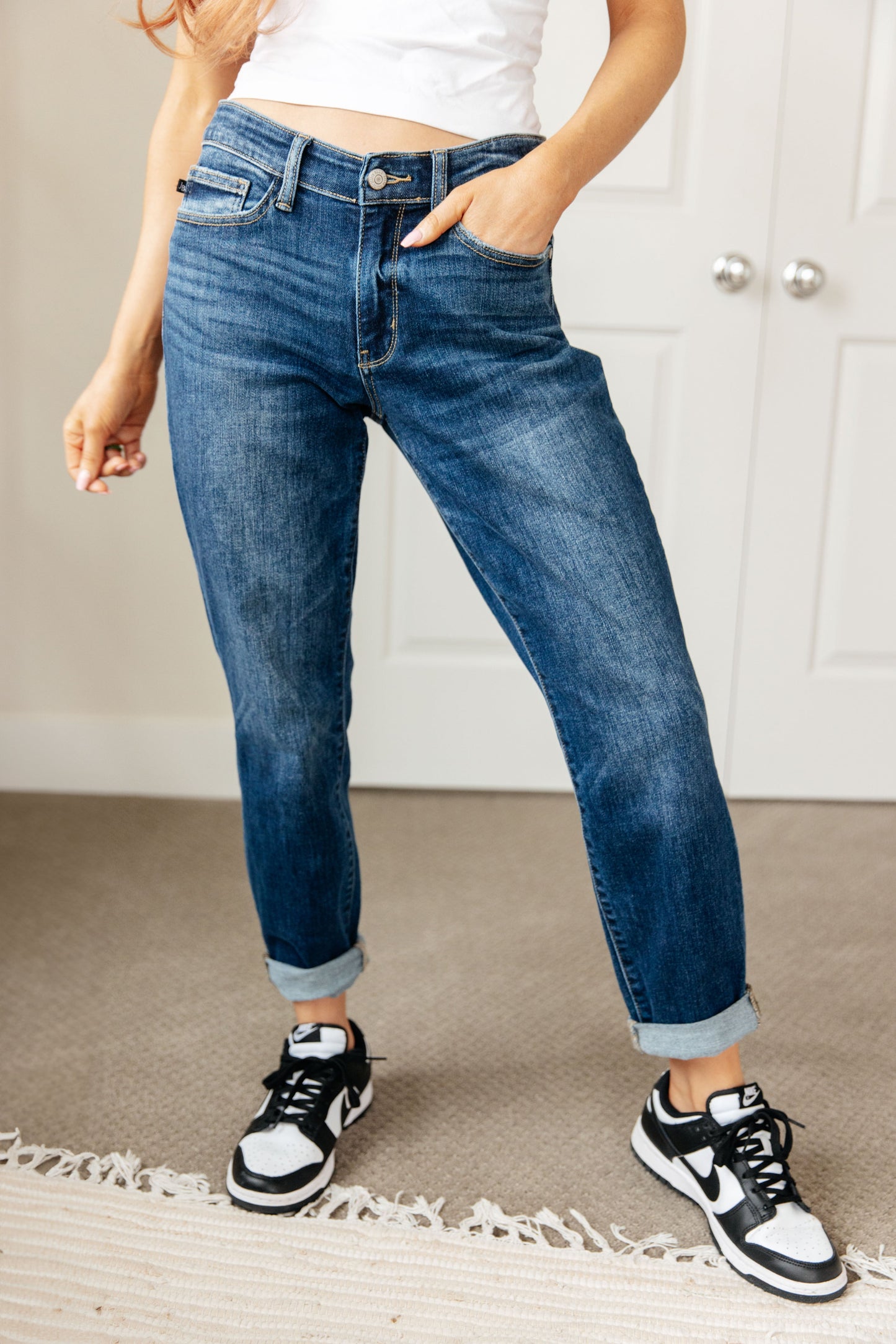 London Midrise Cuffed Boyfriend Judy Blue Jeans