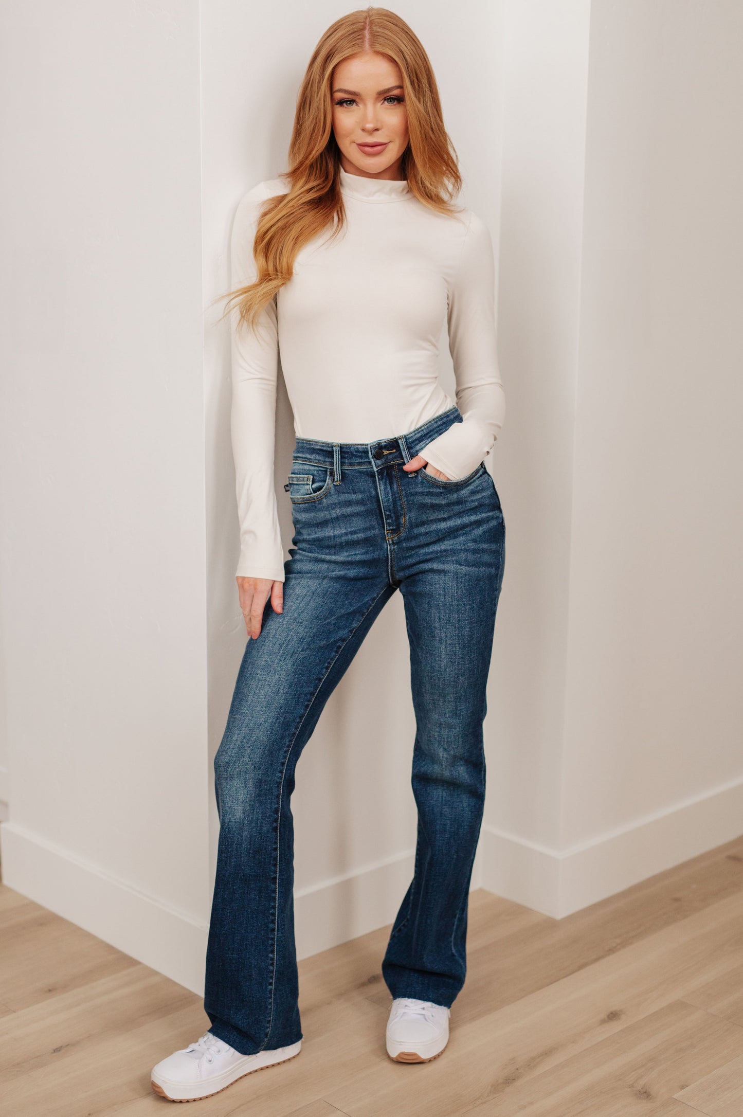 Judy Blue Jeans - Josephine Mid Rise Raw Hem Bootcut Jeans