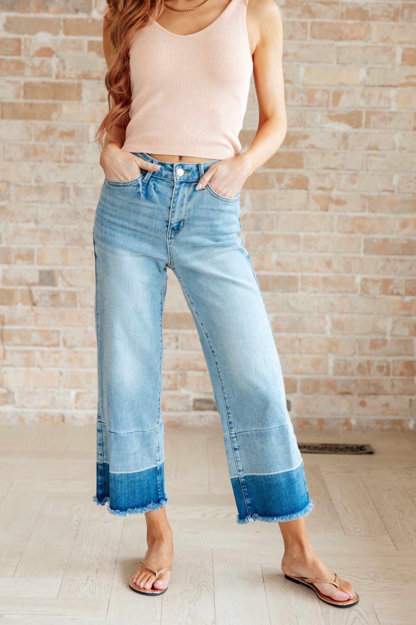 Olivia High Rise Wide Leg Crop Judy Blue Jeans in Medium Wash