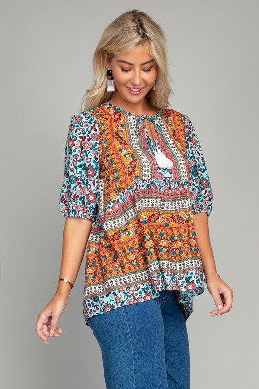 Tunic top with tassel