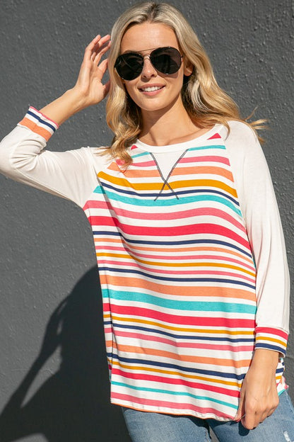 MULTI STRIPE MIX BASEBALL TOP