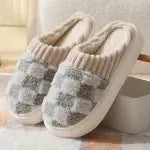 Checkeered Fuzzy Warmies Slippers