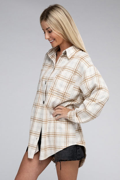 Beige Plaid Shacket