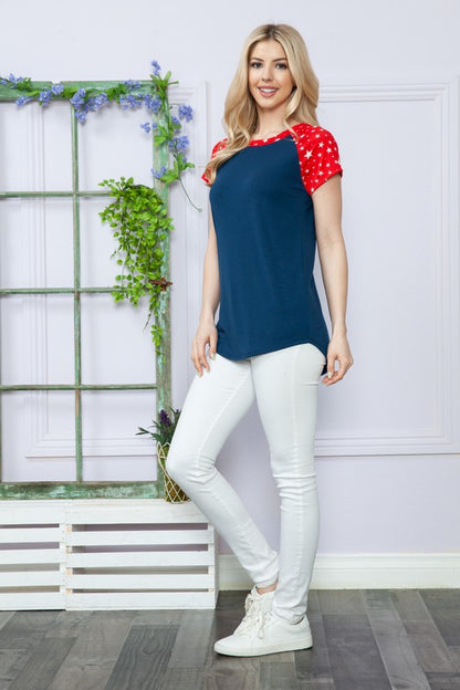 Solid Stars Short Sleeve Spring Top