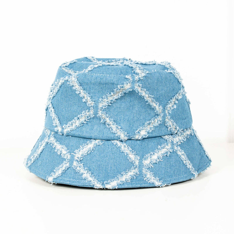 Diamond Print Bucket Hat: Navy