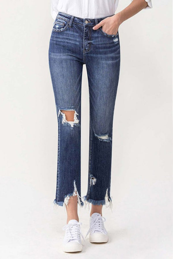 Lovervet Jackie Full Size High Rise Crop Straight Leg Jeans.