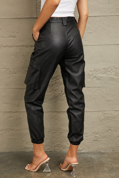 Kancan High Rise Leather Joggers