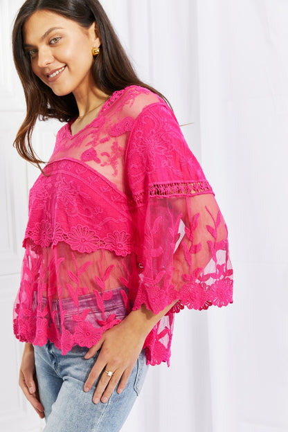 Davi & Dani Full Size Lace Oasis Top