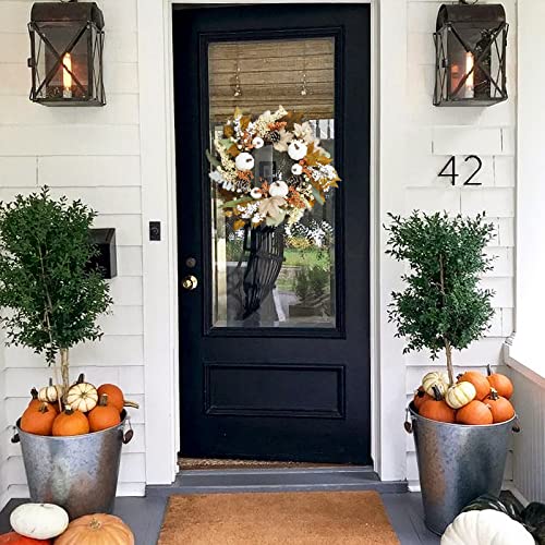 Fall Decor - Fall Wreaths for Front Door - 18 Inch Autumn Maples Leaf Pumpkin Pine Cone Berry Wreath - Fall Decorations for Thanksgiving Halloween Farmhouse Harvest Home Outdoor Indoor Window Wall