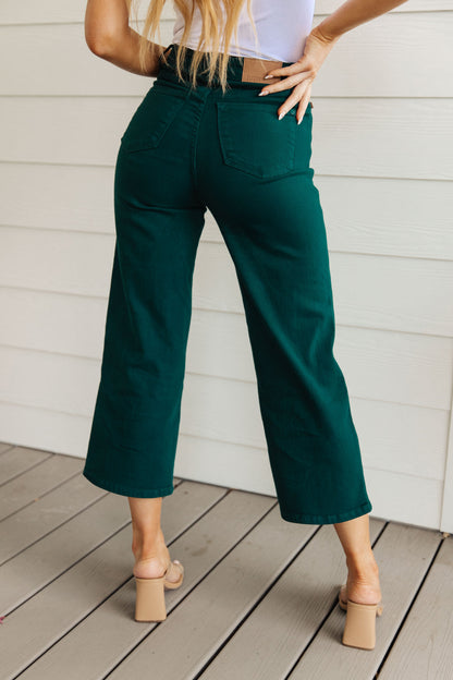 Briar High Rise Control Top Wide Leg Crop Jeans in Teal