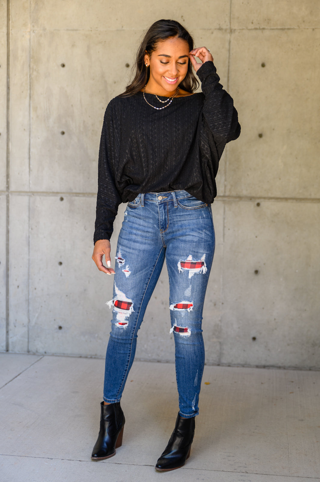 Buffalo Plaid Peek-A-Boo Skinnies