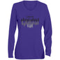 Logged in (1) 1788 Ladies' Moisture-Wicking Long Sleeve V-Neck Tee