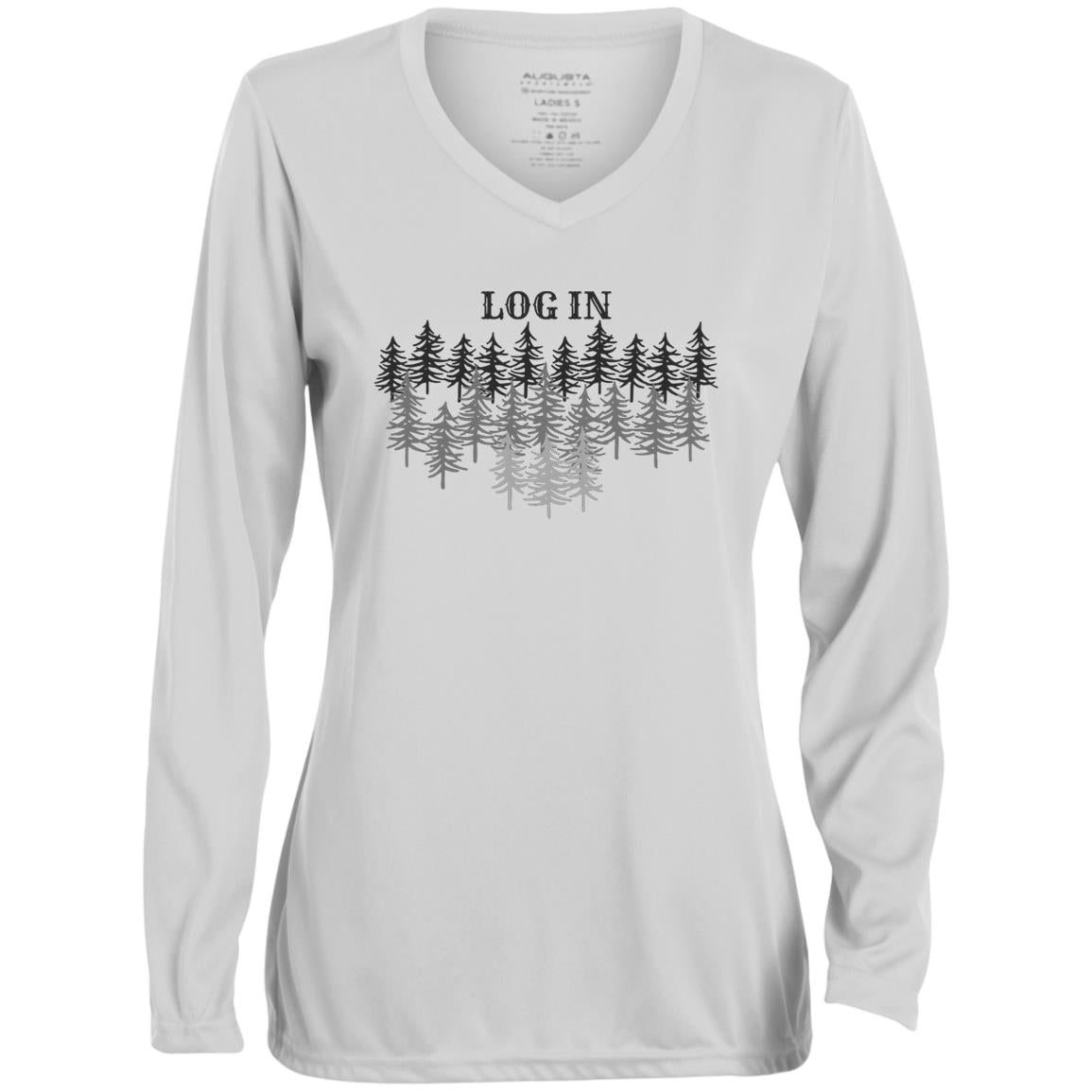 Logged in (1) 1788 Ladies' Moisture-Wicking Long Sleeve V-Neck Tee