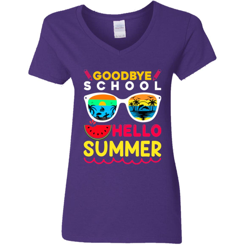 good bye school summer t-shirt design-01 G500VL Ladies' 5.3 oz. V-Neck T-Shirt