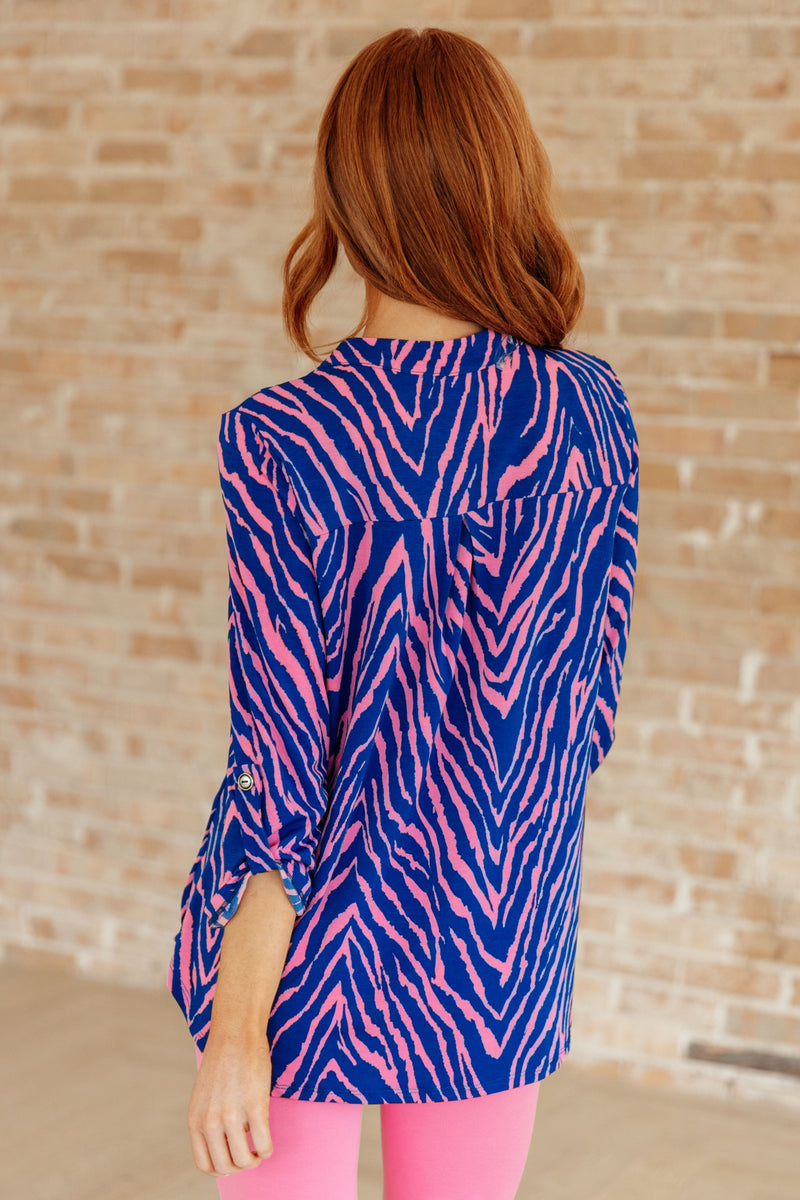 Lizzy Top in Blue Zebra  is