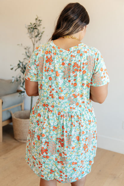 Mint Fields Forever Floral Dress