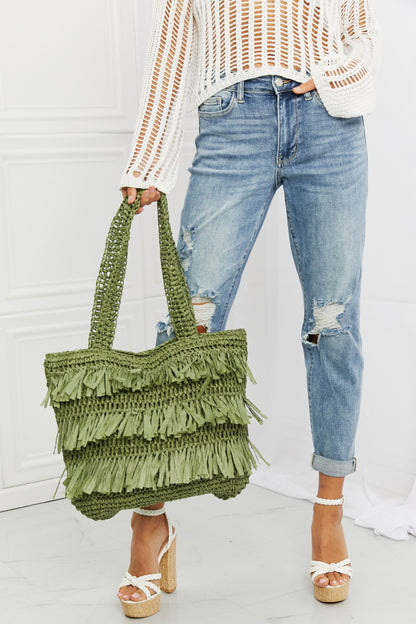 Fame The Last Straw Fringe Straw Tote Bag