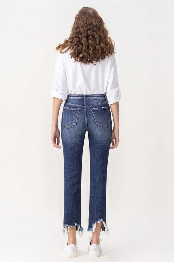 Lovervet Jackie Full Size High Rise Crop Straight Leg Jeans.
