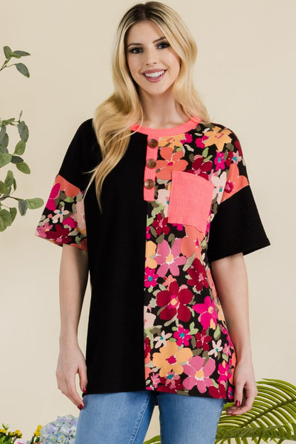 Celeste Full Size Floral Short Sleeve T-Shirt